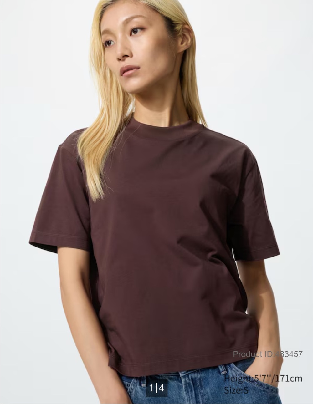 Uniqlo AIRism Women's Crewneck T-Shirt in Dark Brown